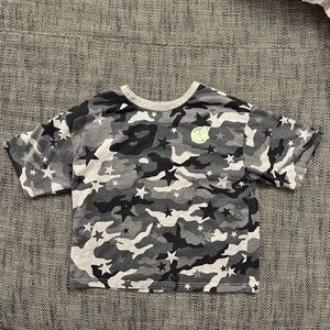 Converse Girls XL Crop T-Shirt Black Camo
